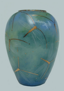 grand vase à décor libellules : or et émaux sur verre ; réalisation la-unieme-nuit.com, Plaissan, 34230